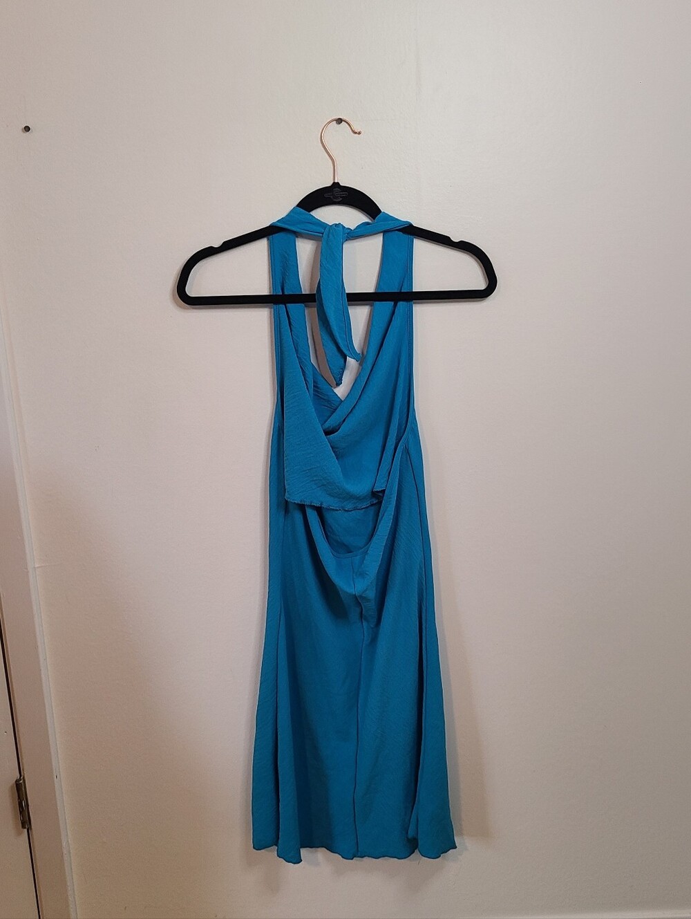 See You Monday Teal Blue Halter tie Dress Size L Vacation Summer - Picture 3 of 8